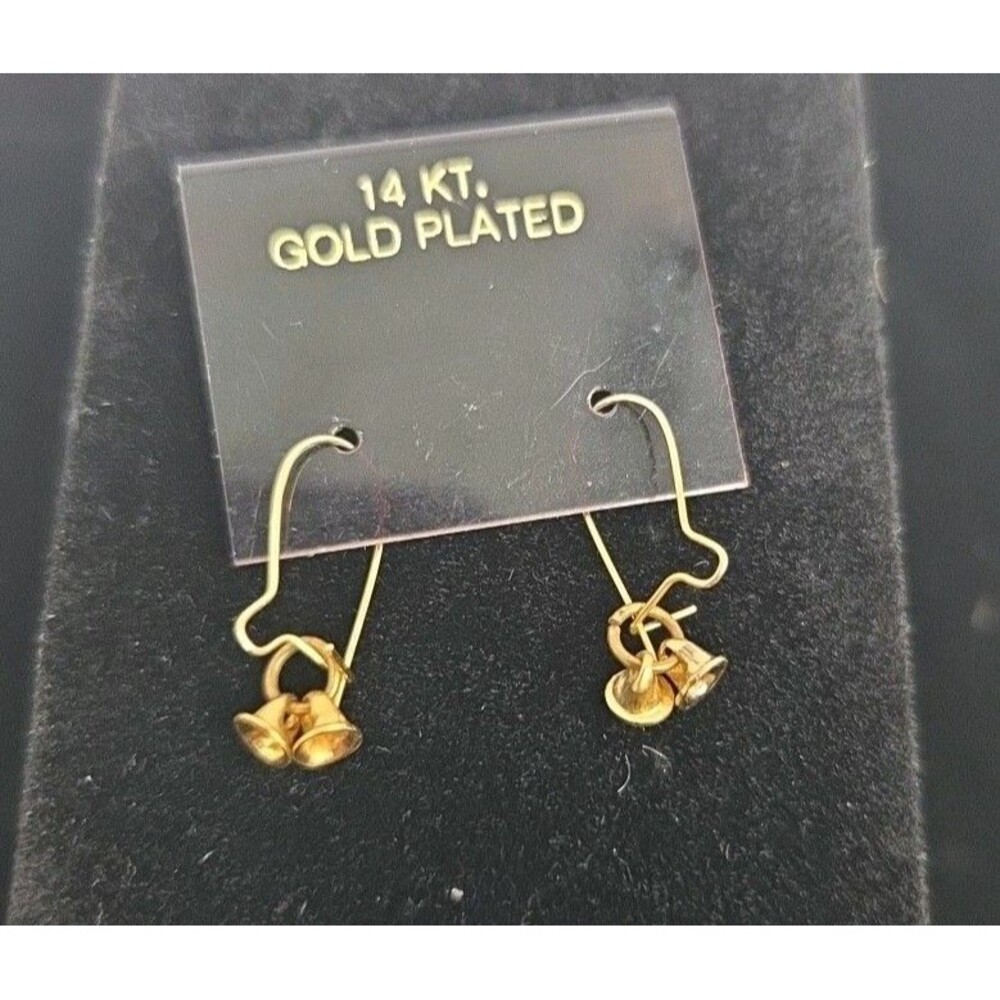 14k Gold Plated Dainty Dainty Dangling Bells Earrings Brand New *Christmas Gift!